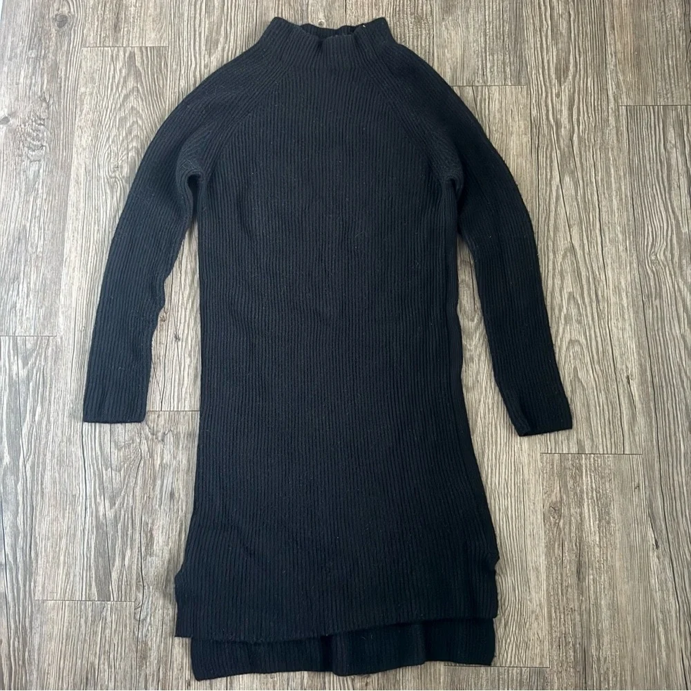 J.Crew Mock Neck Long Sleeve Black Knit Sweater Dress Small